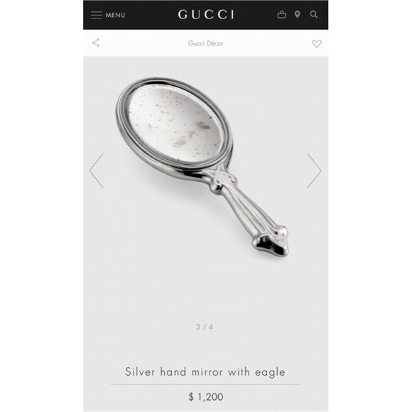 Gucci Ornate Silver “Eagle” Hand Mirror, Beautiful Baroque Heirloom Style + Box - Picture 12 of 12